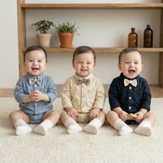 로이앤한나 3개월 6개월 9개월 백일 돌 남아 정장 긴팔 셔츠 보타이 슈트