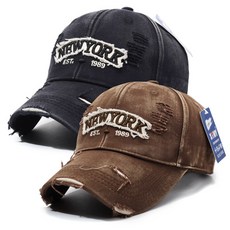 나인벨로 1+1 워싱 뉴욕 볼캡 빈티지 자수 감성 모자