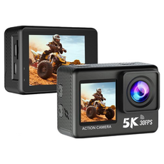 領先者 GS9000 DUAL 5K 前後雙螢幕 WiFi 防水運動攝影機, 1個, 黑色+32G卡+送球頭背包夾