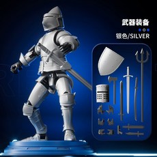 拆裝武士 拼裝武士 DIY玩具 - 武士造型組裝益智機器人玩具, 1個, 關節武士.銀色.(組裝)(有磁)