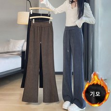 ROYALBELLE 여성 빅사이즈 허리밴딩 스트링 나팔바지 캐주얼 데일리 기모팬츠 S0112529
