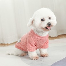 투니스 강아지 루즈핏 라운드넥 단색 긴소매 니트, 딥 핑크, 1개