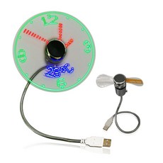 휴대용 시계 선풍기 LED 야간 조명 USB 손 선풍기 실시간 온도, USB 시계 선풍기+온도 팬