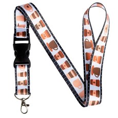 Smart School Educational Products 열쇠 및 ID 배지용 퀵 릴리즈 버클이 있는 다채롭고 재미있는 학교 랜야드 자폐증 인식 표준, 커피