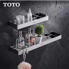 TOTO浴室置物架，不鏽鋼壁掛式收納層架，多功能浴室收納平台，簡約設計風格, 銀色30cm, 1個