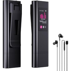 128GB 디지털 음성 녹음기 1600시간 사용 가능 AI 소음 감소 기능 충전식 인식 녹음 및 재생 MP3 플레이어 기능. 수업 회의 인터뷰 시 모든 단어를 하게 녹음하세요., 검은색