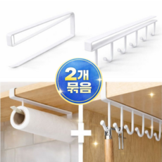 모어블리 설치없이 간편하게 공간활용 주방다용도걸이 1+1, 1세트, 화이트