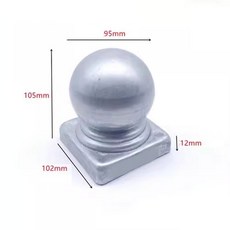 정사각형 원형 울타리 가드레일 폴용 2개 아연 도금 강철 포스트 캡 볼 최종, Square 100mm