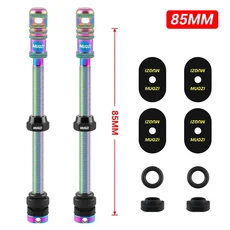 MUQZI 1쌍 프레스타 밸브 알루미늄 합금 튜블리스 키트 45/55/65/75/85/100mm MTB 로드 그래블 바이크 타이, 14 85mm Colorful
