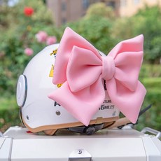 시웨이 자전거 헬멧장식 왕리본 부착형 꾸미기 악세사리, 핑크