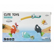CUTE TOYS 兒童磁吸釣魚玩具 戲水轉轉樂, 啄木鳥釣魚套裝 3魚1魚竿英文彩盒, 1套