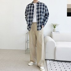 남성 사계절 반밴딩 면바지 세미와이드 코튼 팬츠 flo3+1tFt