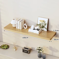 벽걸이형 플로팅 선반 원보드 디자인 페인트 불필요 장식용 나무판 벽걸이 책꽂이 모던 미니멀 스타일, [로그컬러] 100*30