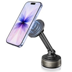 Mankiw맨큐 맥세이프 차량용 거치대 신축 가능 접이식 초강력 흡착식 360도 회전식 + 마그네틱 링*2 포함, 블랙, 1개