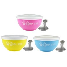 寶石牌香醇不銹鋼兒童隔熱碗 (附PE蓋), 黃色*1(PE蓋), 1個, -