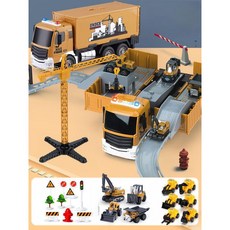 대형 어린이 컨테이너 트럭 엔지니어링 굴삭기 크레인 변형 자동차, E, 1개