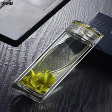 DFMEI 便攜加厚透明隔熱杯水晶級水杯雙層車載玻璃杯茶杯男士水杯, 1個