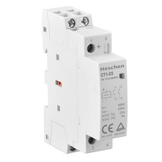 헤센 가정용 AC 접촉기 CT1-25 2극 2개 정상 개방 DC 24V 코일 전압 35mm DIN 레일 마운트 흰색 솔레노이드 액추에이터 자동 작동