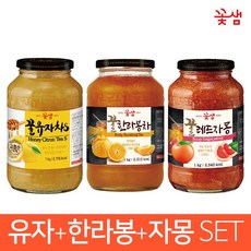 꽃샘 꿀유자차S +꿀한라봉 +꿀레드자몽 / 1KG x3병 / 3KG, 1개입