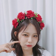 플레인장미 머리띠 셀프웨딩 파티 인생네컷 생일파티 소품 브라이덜샤워, 레드(113)