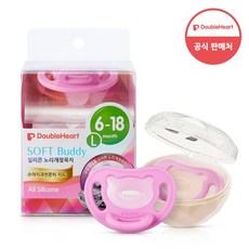 더블하트 소프트버디 노리개젖꼭지 핑크(L_6개월), L(6~18개월), 핑크, 2개