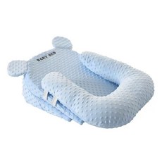 BABY BED 嬰兒定型枕套裝，15度墊、30度墊、U型枕，寶寶防翻身墊，櫻花粉色，新生兒必備, 藍色寶寶5D豆豆絨