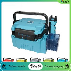 VENTO XD-100係列釣箱 路亞釣箱 便攜式 磯釣釣箱 海釣釣箱, 灰色,1釣箱+1竿架+1杯架(無標)