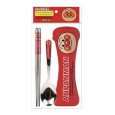 麵包超人 304不鏽鋼筷子*1+湯匙*1+布套*1, 紅色, 1個