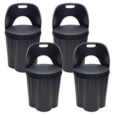 천하퍼니처 국내생산 수납 스툴의자 고깃집 옷보관 깡통의자 바디 블랙, 블랙/블랙, 4개