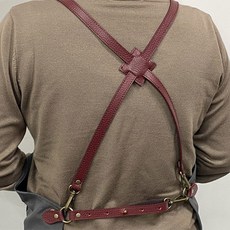 앞치마끈 X자형 크로스 천연가죽끈 어깨끈, 1개, 와인