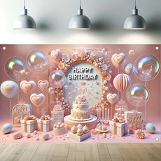 아라홍스 생일축하 파티용품 생일가랜드 생일이벤트 3D 생일현수막, 핑크러블리