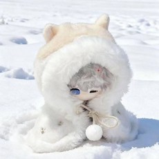 貓咪踏雪娃衣睡袋小斗篷 10/15/20cm 釐米棉花娃娃衣服披風 可愛保暖換裝配件, 1個, 貓咪踏雪(10-15CM)娃衣,10/15/20cm娃衣（不含娃娃）