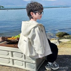 男童春秋款韓版連帽開衫衛衣，中大兒童休閒運動外套，寶寶帥氣有型
