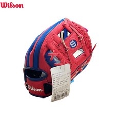 WILSON 威爾森 兒童棒壘手套 WS A200 10 EZ CATCH 紅/藍色 兒童專用 輕量舒適, 1個