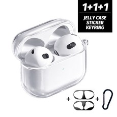 블링블링케이스 변색방지 에어팟 하드 케이스 + 철가루 방지 스티커 + 블랙 카라비너 세트, 실버(철방스), 에어팟4, 1개