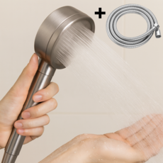 우디밸리 고수압 304 스테인리스 샤워기 헤드, 무광 실버 헤드 + 줄, 1세트