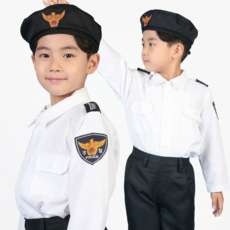 웰컴가운 아동 코스튬 어린이경찰 직업체험 할로윈 어린이집 행사 역할놀이 의상 CW20, CW20 흰색7호