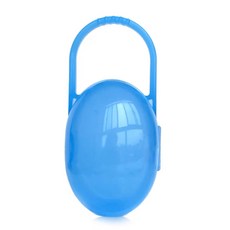 香草奶嘴 奶嘴收納盒 攜帶式防塵奶嘴盒 奶嘴鍊 安撫奶嘴收納盒, 1個, 奶嘴盒-藍, 藍