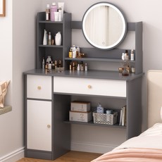 오솜 화장대 침실 LED 화장품 대용량 정리대 테이블, 그레이A