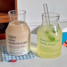 호리병 모양 유리컵 유리 쥬스컵 레터링컵 선물, A( 빨대 포함), 1개