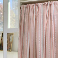 르망 스트라이프 패브릭 커튼 블라인드 양면 인테리어 사계절용, 더스티 핑크