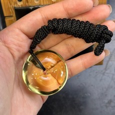 G221頂級全美天然黃平安扣，厚料冰塊料，可開台灣證書，全天然無燒無優化，性價比超高, 1個