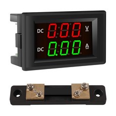 디지털 디스플레이 전압 및 전류계 0.39인치 LED 전류 DC 4.5100V 멀티미터 패널 050A 암페어 전압계 모니터 게이지자동차 모터 배터리용 50A75mV 션트 포함, 50A