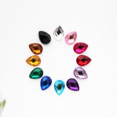 J611 컷팅 물방울 아크릴 장식 10개 리본공예재료 큐빅장식, 진핑크(deep pink)