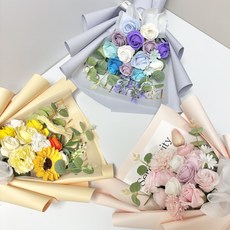 플라워허니B 중형 비누 꽃다발 졸업식 학예회 생일선물, 1개, 보라