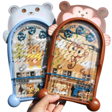 可愛動物掌上彈珠台 趣味彈珠台 兒童益智懷舊彈珠遊戲 小貓小熊猴子青蛙, 1個, 彈珠台-小熊大款