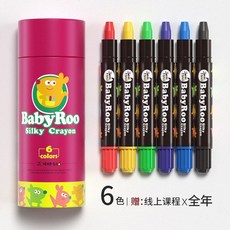 BabyRoo 兒童絲滑蠟筆 可水洗繪畫工具, 貝貝鼠絲滑蠟筆-6色/JM08084, 1個, 6色