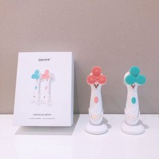 多功能電動洗臉儀，深層清潔毛孔，防水矽膠潔面儀，家用充電式洗臉刷, 粉色【電池款3刷頭+2檔】