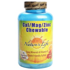 Nature's Life 鈣鎂鋅咀嚼錠, 1個, 60 件