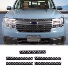 포드 매버릭 2022-2024 LARIAT 전면 그릴 메쉬 삽입 트림 클립인 가드 자동차 에어 인렛 통풍구 커버 액세서리와 호환되는 어닌시 범퍼, Black, 1개